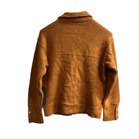 Tahari Sweater Blazer Women XS Brown Stretchy Knit Cardigan Exposed Seams Office - Picture 2 of 7